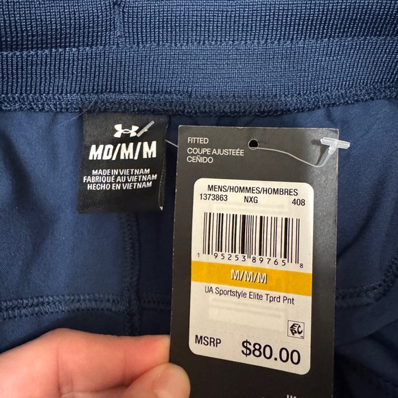 Under Armour Men's Elite Tapered Pants Navy Blue - Size Medium - Picture 2 of 9